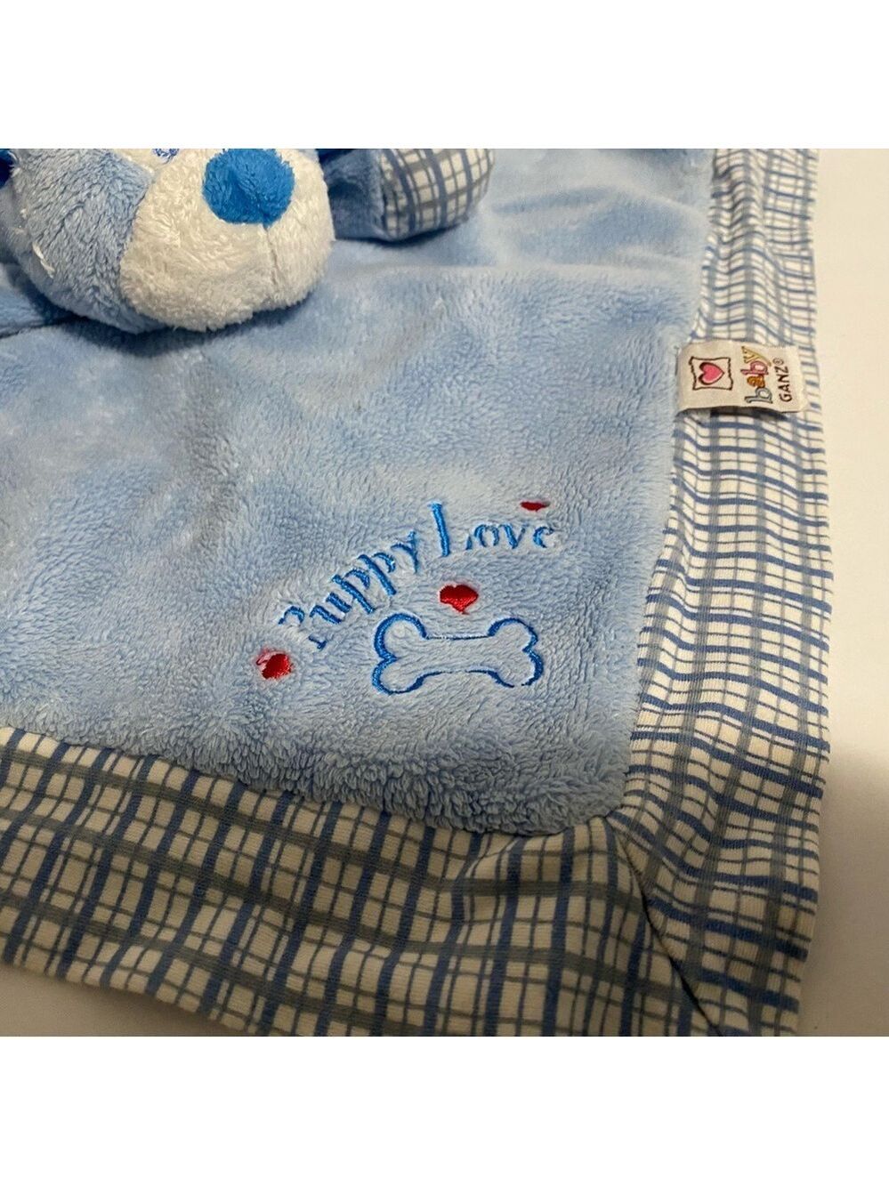 Baby Ganz Puppy Love Lovey Blue Plaid Dog Security Mini Blankies Boy - Picture 2 of 6